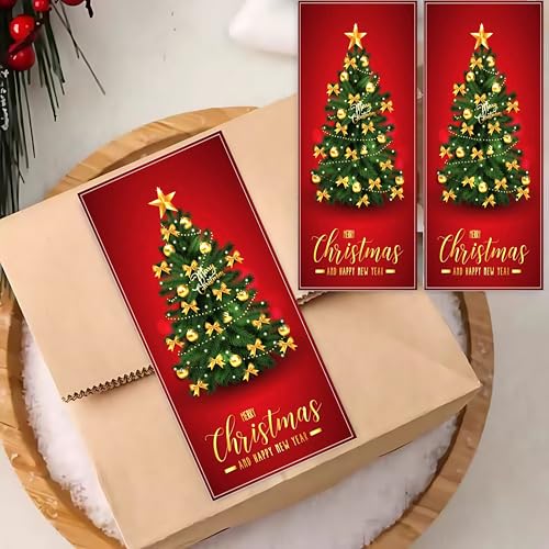 50 Stück Weihnachts-Aufkleber, 10X5cm Aufkleber Frohe Weihnachten,Weihnachtssticker Selbstklebend Dekorative Etiketten für Geschenkverpackungen Party Dekoration Umschlag usw.(M01) von hemeilibao