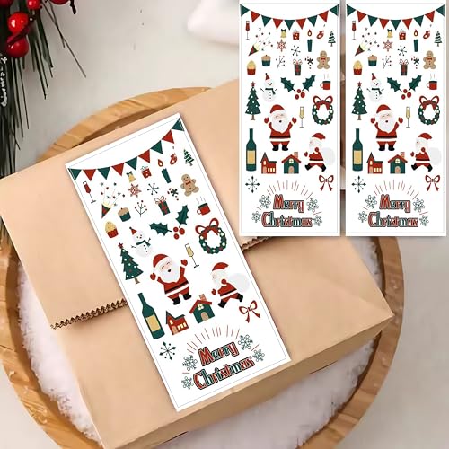 50 Stück Weihnachts-Aufkleber, 10X5cm Aufkleber Frohe Weihnachten,Weihnachtssticker Selbstklebend Dekorative Etiketten für Geschenkverpackungen Party Dekoration Umschlag usw.(M03) von hemeilibao