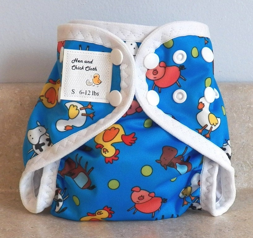 Kleine Pul Windel Abdeckung Mit Bein Gussets - 6 Bis 12 Pfund Blau Ein Doodle 21020 von henandchickcloth