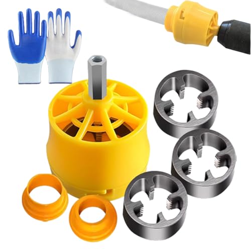 PVC Pipe Threader, Electric Drill Compatible PVC Pipe Threader Kit with Various Die Sizes, PVC Thread Maker Tool for Electric Drill, PVC Pipe Threader Set 1/2 3/4 1 NPT (1Set) von heofonm