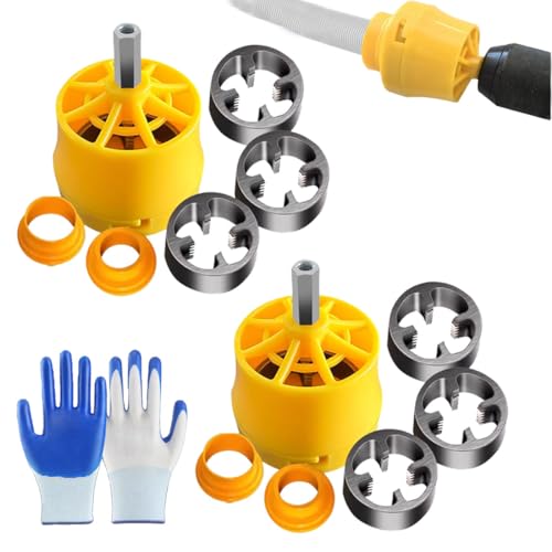 PVC Pipe Threader, Electric Drill Compatible PVC Pipe Threader Kit with Various Die Sizes, PVC Thread Maker Tool for Electric Drill, PVC Pipe Threader Set 1/2 3/4 1 NPT (2Set) von heofonm