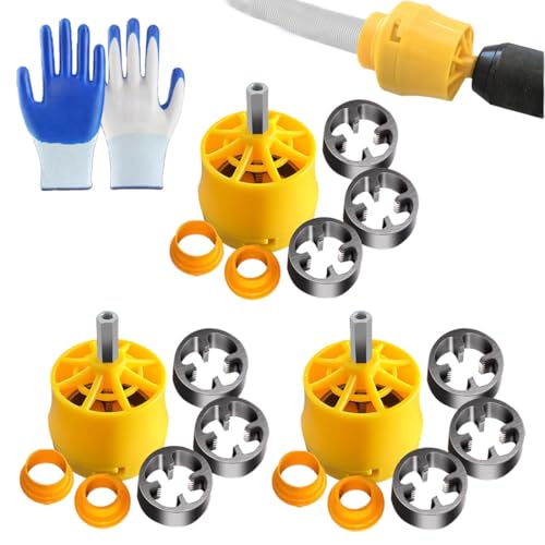 PVC Pipe Threader, Electric Drill Compatible PVC Pipe Threader Kit with Various Die Sizes, PVC Thread Maker Tool for Electric Drill, PVC Pipe Threader Set 1/2 3/4 1 NPT (3Set) von heofonm