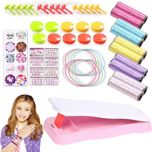 heofonm DIY Hand Rope Braider Set, Friendship Bracelets Rope Weaver Kit, Bracelet Kit Stretchy Hand Rope Bracelet Maker Set, Colorful Jewelry String Maker Kit (Pink) von heofonm