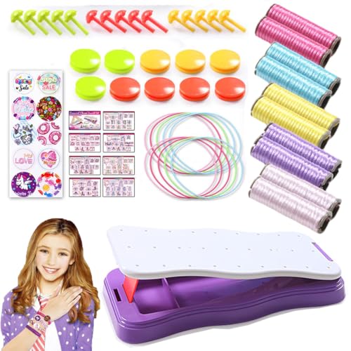 heofonm DIY Hand Rope Braider Set, Friendship Bracelets Rope Weaver Kit, Bracelet Kit Stretchy Hand Rope Bracelet Maker Set, Colorful Jewelry String Maker Kit (Purple) von heofonm