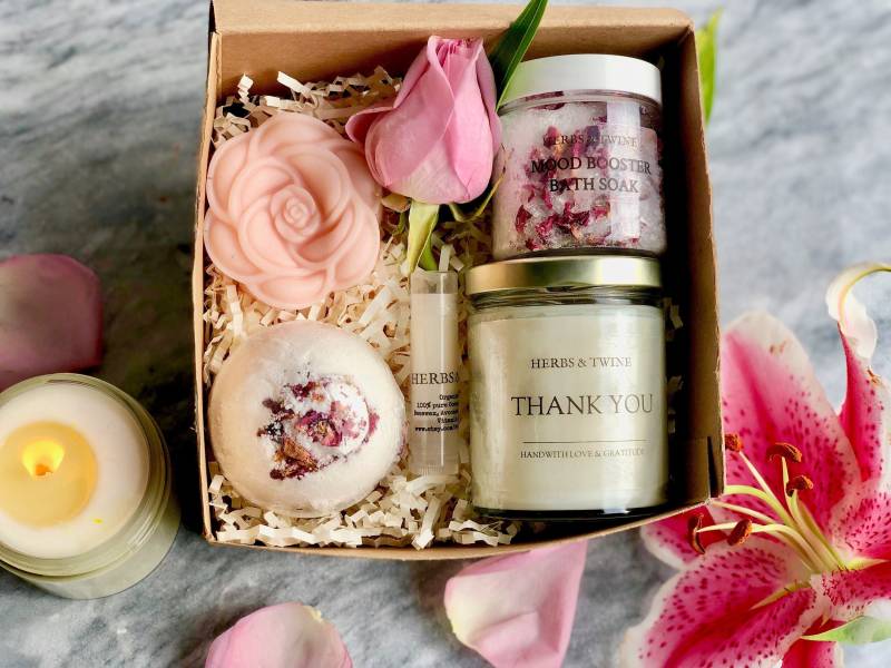 Danke Geschenk-Box Wertschätzung Geschenk Mitarbeiter Spa-Geschenk Box Personalisiert von herbsandtwine