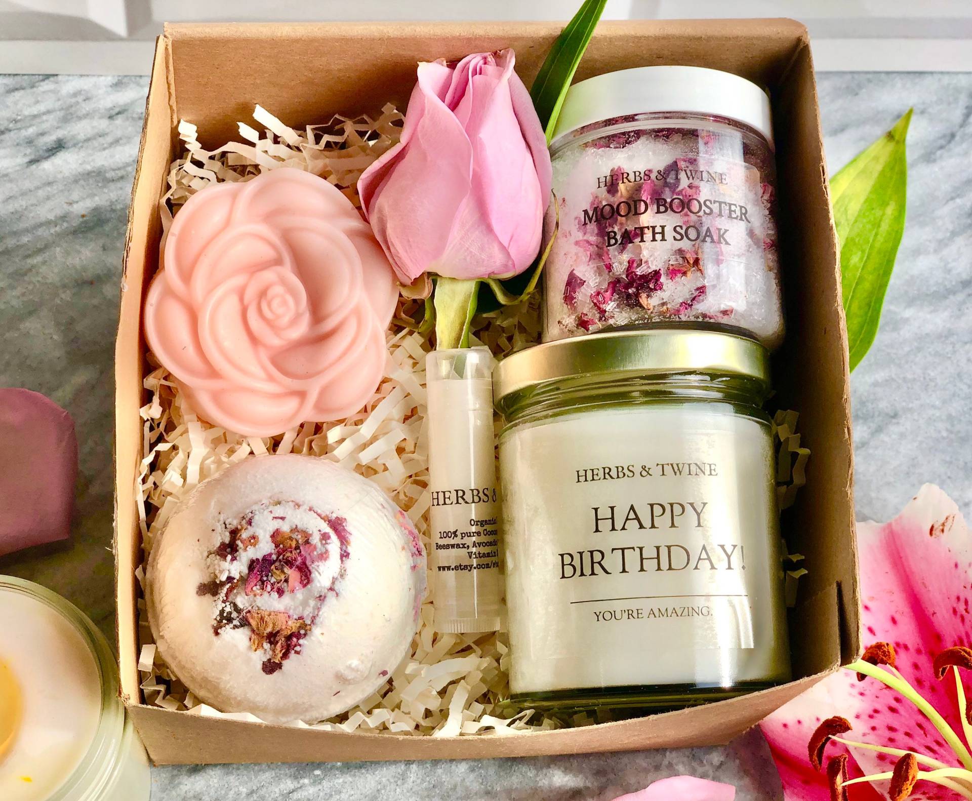 Personalisierte Geburtstagsgeschenk Geschenkideen Für Frau Spa-Geschenkkorb Ihre Geburtstagsgeschenke Freund Personalisiert von herbsandtwine