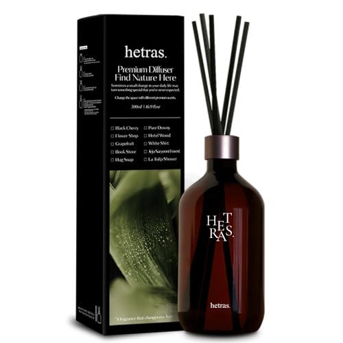 hetras. 【Premium Reed Diffusor】479.1 g (500ml) Große Kapazität | Weißes Hemd Duft | Duftöl Diffusor & Sticks für Zuhause & Büro & Badezimmer Dekor - Geschenke für einen geliebten Menschen von hetras.