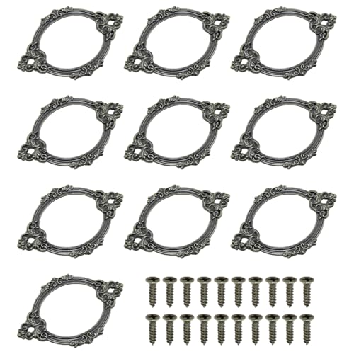 Heyous Ovaler Metall-Etikettenhalter für Schubladen, Bibliotheken, Bücherregal, Etikettenhalter, Bajonettständer mit Schrauben, für Kommoden, Schränke, Kisten, 68 x 44 mm, 10 Stück von heyous