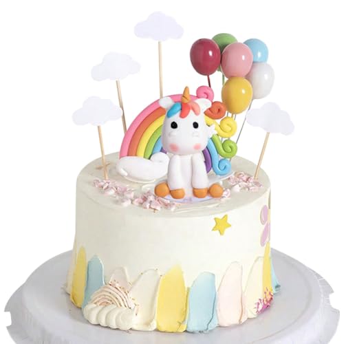 13 Stück Einhorn Tortendeko Regenbogen Wolke Einhorn Tortendeko Ballon Kuchendeko Einhorn Regenbogen Einhorn Tortendeko für Kinder Mädchen Junge Geburtstag von hfdsythgd