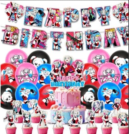 30PCS Harley Geburtstag Party Dekoration Harley Dekorationsset Geburtstagsparty Dekorationen Happy Birthday Banner Torteneinlage Kinderthemenparty Luftballons Harley Fans von hfdsythgd