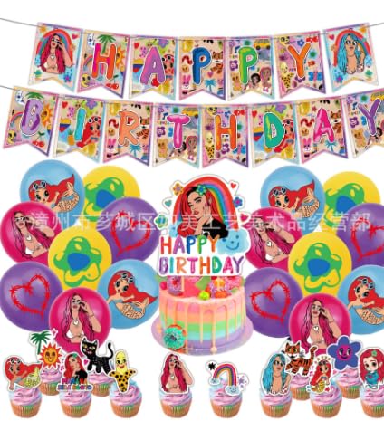 30PCS Manana Geburtstag Party Dekoration Manana Dekorationsset Geburtstagsparty Dekorationen Happy Birthday Banner Torteneinlage Kinderthemenparty Luftballons Manana Fans von hfdsythgd