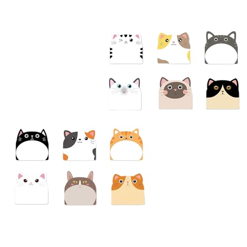 12 x Haftnotizpapier, Cartoon-Katzen-Notizpapier, Taschen-Schreibblock, Aschesive-Notizblock, unliniert, Notizpapier, 30 Blatt/Block Hund von hgnxa