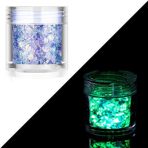 hgnxa 1/12 Box Glow in the Dark Craft Glitter Holographic Glow Glitter for Tumbler Resin Epoxy Nail Arts von hgnxa