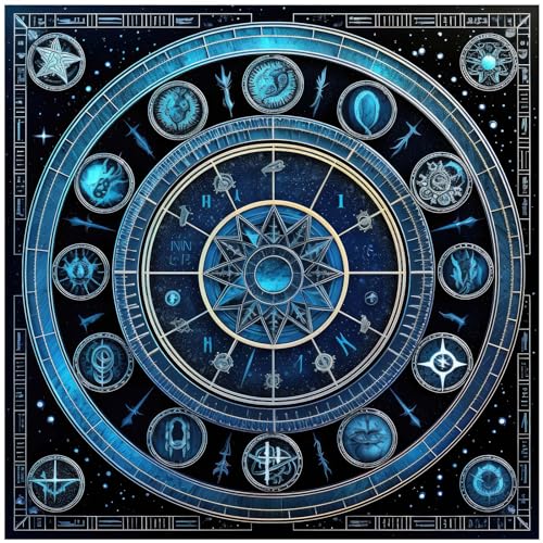 hgnxa Tarot-Tischdecke, Spielmatte, geometrische Wahrsagungen, Tischdecke, Brettspiel, Orakel, Kartenblock, Runenstützmatte, Mond, Altartuch, 50 x 50 cm von hgnxa