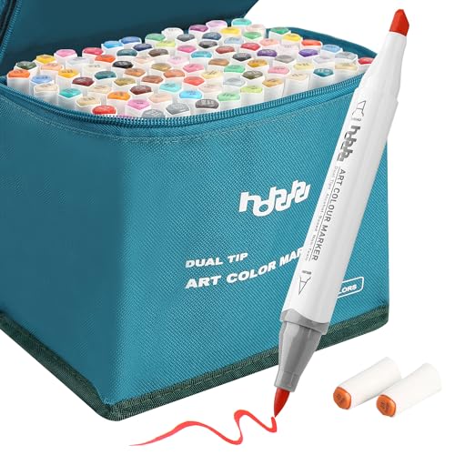 hhhouu 88 Farben Marker Stifte Set, Pinsel Stifte Doppelseitige Farbspitz Chisel Brush Marker für Entwürfe und Comics zum Skizzieren Kalligraphieren Zeichnen HO-MK88 von hhhouu