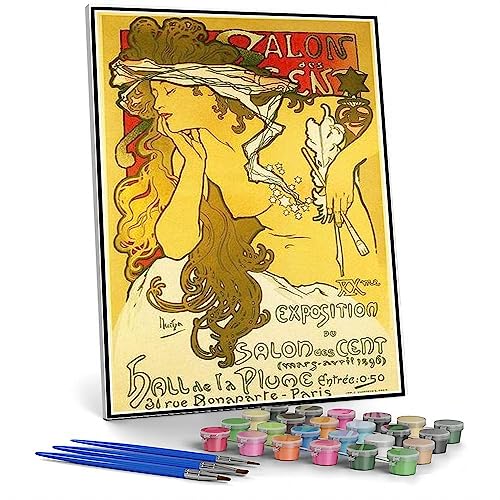 Malen nach Zahlen Kits für Erwachsene und Kinder Salon der Hundert Gemälde von Alphonse Mucha DIY Malen nach Zahlen Kits auf Leinwand von hhydzq