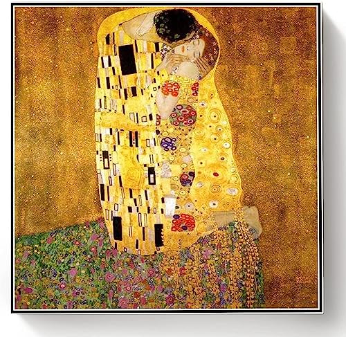 Malen nach Zahlen für Erwachsene Der Kuss Gemälde von Gustav Klimt DIY Ölgemälde Malen nach Zahlen Kits von hhydzq