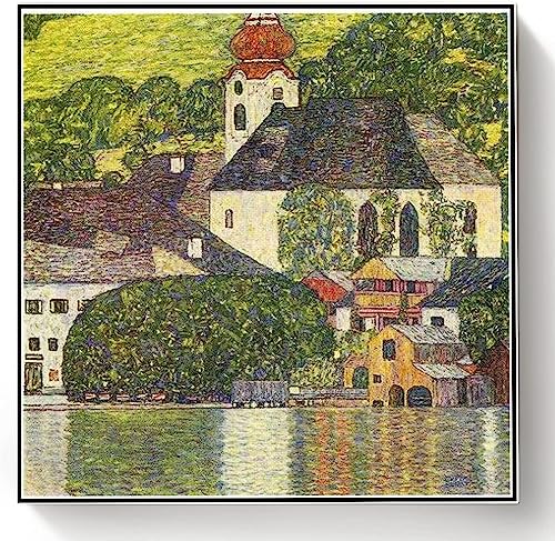 hhydzq Malen nach Zahlen Erwachsene & Kinder Gustav Klimt Kirche in Unterach am Attersee 40x60cm Uni Faltbar 6+ Jahre von hhydzq