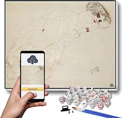 Malen nach Zahlen für Erwachsene Kits Liegender Akt liegt auf dem Bauch und nach rechts gerichtet Gemälde von Gustav Klimt Arts Craft für Heimdekoration von hhydzq