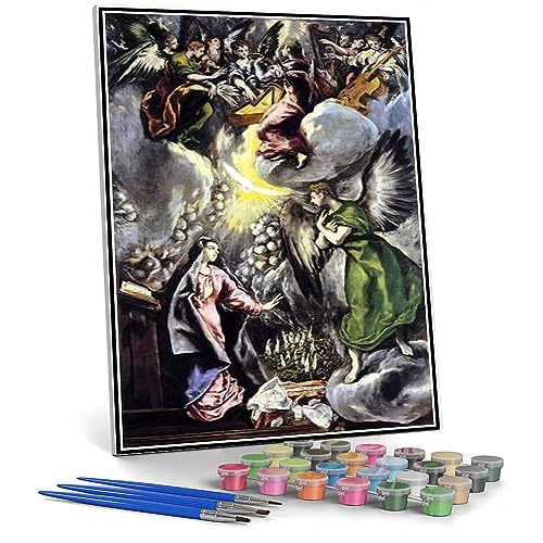 Malen nach Zahlen für Erwachsene Kits Verkündigung Malen von El Greco DIY Ölgemälde Malen nach Zahlen Kits von hhydzq