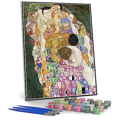 Malen nach Zahlen für Erwachsene Tod und Leben Malen von Gustav Klimt DIY Ölgemälde Malen nach Zahlen Kits von hhydzq