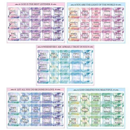 Bibelkapitelregisterkarten, Bibelindexregisterkarten - Laminierte Bibelstudien-Tabs in Großdruck für einfache Navigation - Wasserfeste Journal-Etiketten, 5 Blatt Alphabet-Bibelaufkleber für von higyee