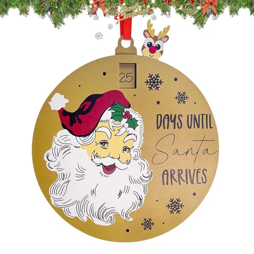 Weihnachts-Countdown-Ornament,Weihnachts-Adventsschmuck - Schiebeschild aus Holz - Weihnachtsmann-Adventskalender, 25-Tage-Countdown für die Innendekoration Ihres Ferienhauses von higyee