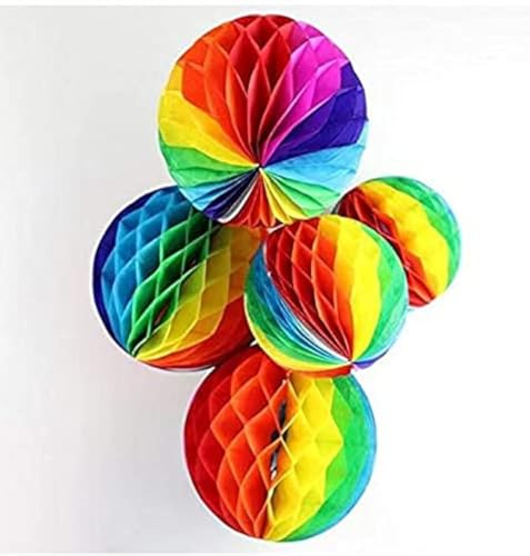 Mini-Papier-Waben-Bälle zum Aufhängen, Dekoration, Laterne, Party-Regenbogen, inklusive Schnur zum Aufhängen von hill