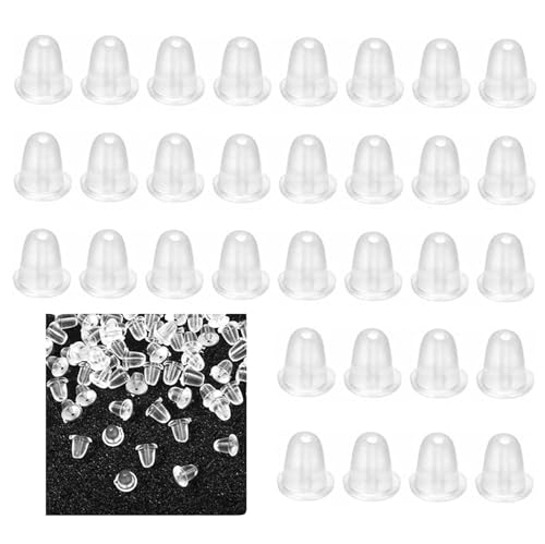 200 Stück transparente Ohrring-Verschlüsse, Silikon-Ohrring-Verschlüsse, durchsichtig, weiches Gummi, Schmetterlings-Ohrring-Verschlüsse, 4 x 4 mm, für DIY-Schmuck, Ohrringe, Ohrstecker von hnswwgew