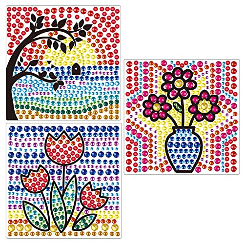 hocadon 3 Themen Suncatcher Fenster Kinder, Bastelset Kinder ab 6 Jahre, Diamond Painting Kinder für Fensterdekoration, Geschenke, 15x15cm von hocadon