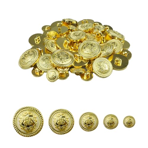 hocadon 70 Stück Knöpfe Gold Vintage Goldene Knöpfe Gold Buttons Knöpfe zum Annähen Knöpfe 25mm 21mm 18mm 15mm 12,5mm für Blazer Anzüge,Uniform und Jacke von hocadon