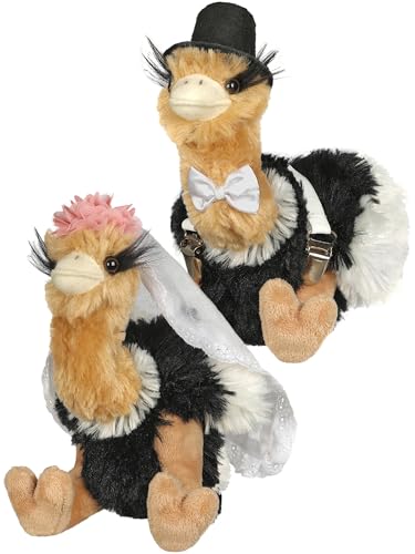 hM - Hochzeitspaar Strauß 18cm Vogel Strauß Stofftier Partygag als Wurfstrauss für die Hochzeit oder als Braut und Jungesellinnen Geschenk - JGA oder Hochzeitsgeschenk von hochzeitsMONSTER