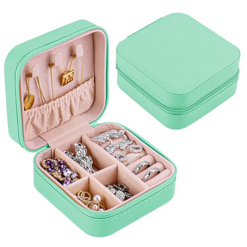 Schmuckkästchen Reise, Schmuckschatulle Klein für Damen Mädchen Schmuck Reiseetui Schmuckaufbewahrung Organizer für Ringe, Ohrringe, Halskette für Geburtstag Geschenk, Weihnachten, Muttertag von hoinya