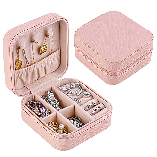 Schmuckkästchen Reise, Kleine Schmuckschatulle für Mädchen，Schmuck-Reiseetui mit Spiegel Schmuckaufbewahrung tragbar, Jewelry Organizer für Ringe, Armbänder, Ohrringe, Halskette, Geschenk von hoinya