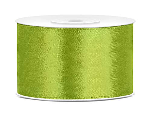 Satinband 25m x 6/12/25/38/50/100mm Geschenkband Schleifen (apfelgrün, 38mm) von homestyle4you