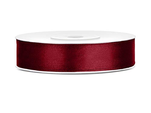 Satinband 25m x 6/12/25/38/50/100mm Geschenkband Schleifen (bordeaux (bordo), 12mm) von homestyle4you