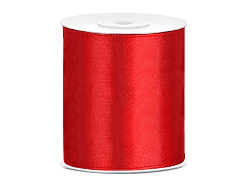 Satinband 25m x 6/12/25/38/50/100mm Geschenkband Schleifen (rot, 100mm) von homestyle4you