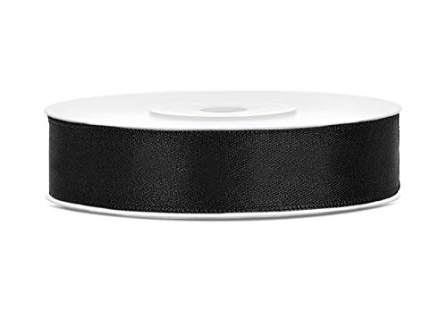 Satinband 25m x 6/12/25/38/50/100mm Geschenkband Schleifen (schwarz, 12mm) von homestyle4you