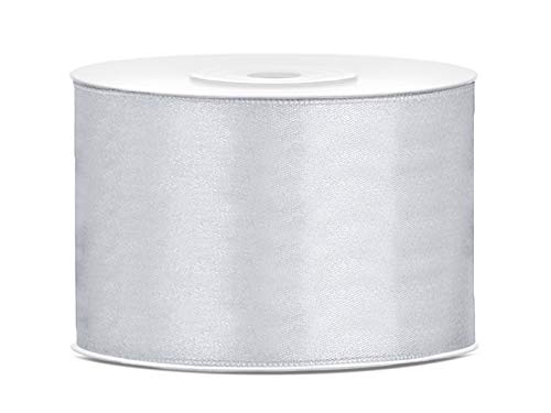 Satinband 25m x 6/12/25/38/50/100mm Geschenkband Schleifen (silber, 50mm) von homestyle4you