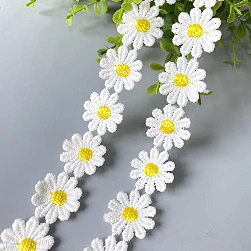 7 Yard Trim Ribbon Daisy Flower Lace Trim Ribbon Sewing Craft Lace Embroidered Applique Edging Trimmings for Wedding Bridal Decoration DIY Sewing Dressmaking Clothes Embroidery (1.8cm) von homeyuser