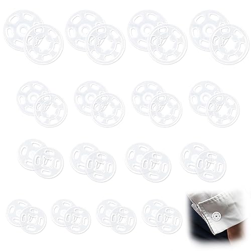 100 Paare Druckknöpfe zum Annähen, Druckknöpfe Kunststoff Transparente Druckknöpfe Unsichtbarer Runder Druckknopf, Druckknopf Set für Nähen von Kleidung, DIY Handwerk - 7mm 12mm 15mm 20mm von hongmo