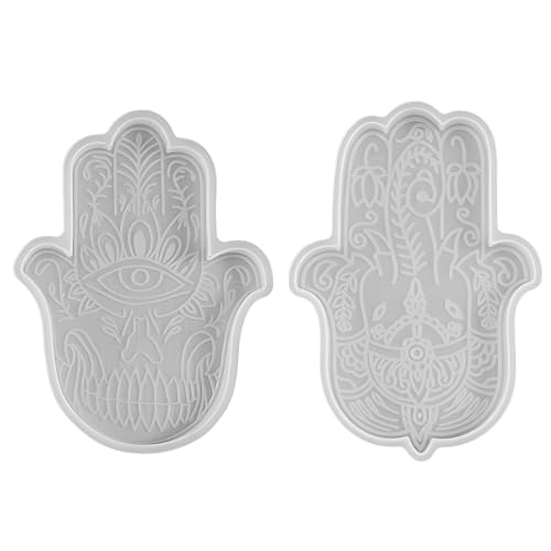 Silikonform für Hamsa-Handuntersetzer, 2 Stück, Fatima Handtablett, Epoxidharz, Palmen-Amulett-Form für Untersetzer, Anhänger, Tassen, Matten, Heimdekoration von honselia