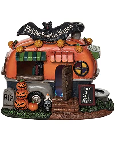 horror-shop Leuchtender Pick Me Pumpkin Halloween Kürbis Wagen 13cm von Horror-Shop