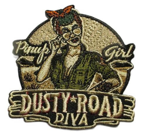 Aufnäher zum Aufbügeln, Motiv Dusty Road Diva Pin Up Girl, 7,5 x 7,5 cm von hotrodspirit