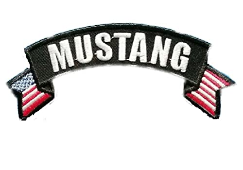 Aufnäher zum Aufbügeln, Motiv: Mustang, Laken, USA, 13 x 5 cm, Schwarz von hotrodspirit