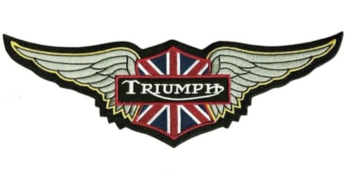 Großer Aufnäher Triumph mit Flügeln, 30 x 10 cm, UK-Flagge, englisches Motorrad von hotrodspirit