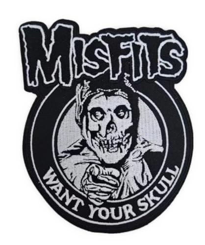 hotrodspirit - Aufnäher Misfits Want Your Skull 11,5 x 9 cm Patch Rock Roll zum Aufbügeln von hotrodspirit