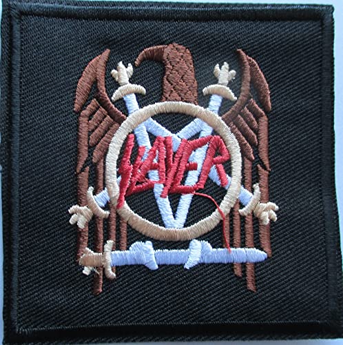 hotrodspirit - Aufnäher Slayer Logo Adler, quadratisch, Schwarz, 7,5 cm von hotrodspirit