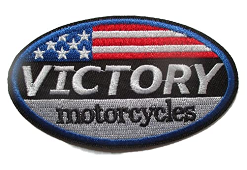 hotrodspirit - Aufnäher Victory Motorcycle Oval USA-Flagge 9,5 x 5,5 cm Aufnäher zum Aufbügeln, Garage von hotrodspirit