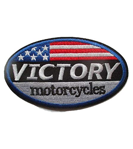 hotrodspirit - Aufnäher Victory Motorcycle Oval USA-Flagge 9,5 x 5,5 cm Aufnäher zum Aufbügeln, Garage von hotrodspirit